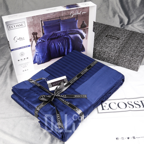 Постельное белье Ecosse страйп сатин Blue (Евро) фото 7